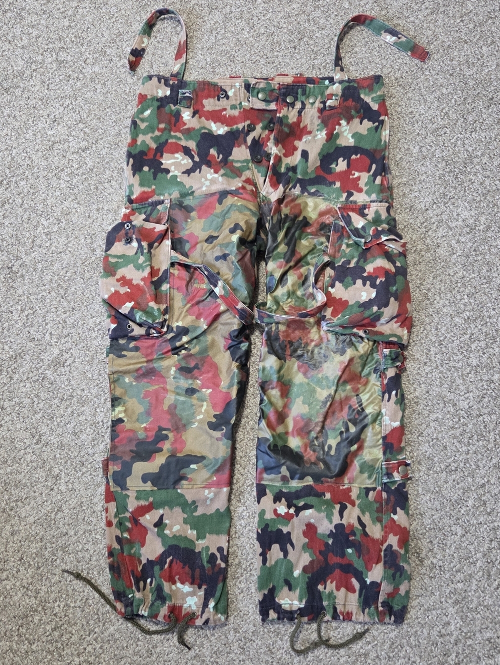 VTG Old Swiss‎ M70 TAZ Alpenflage Camo Trousers Pants Switzerland Army 70s